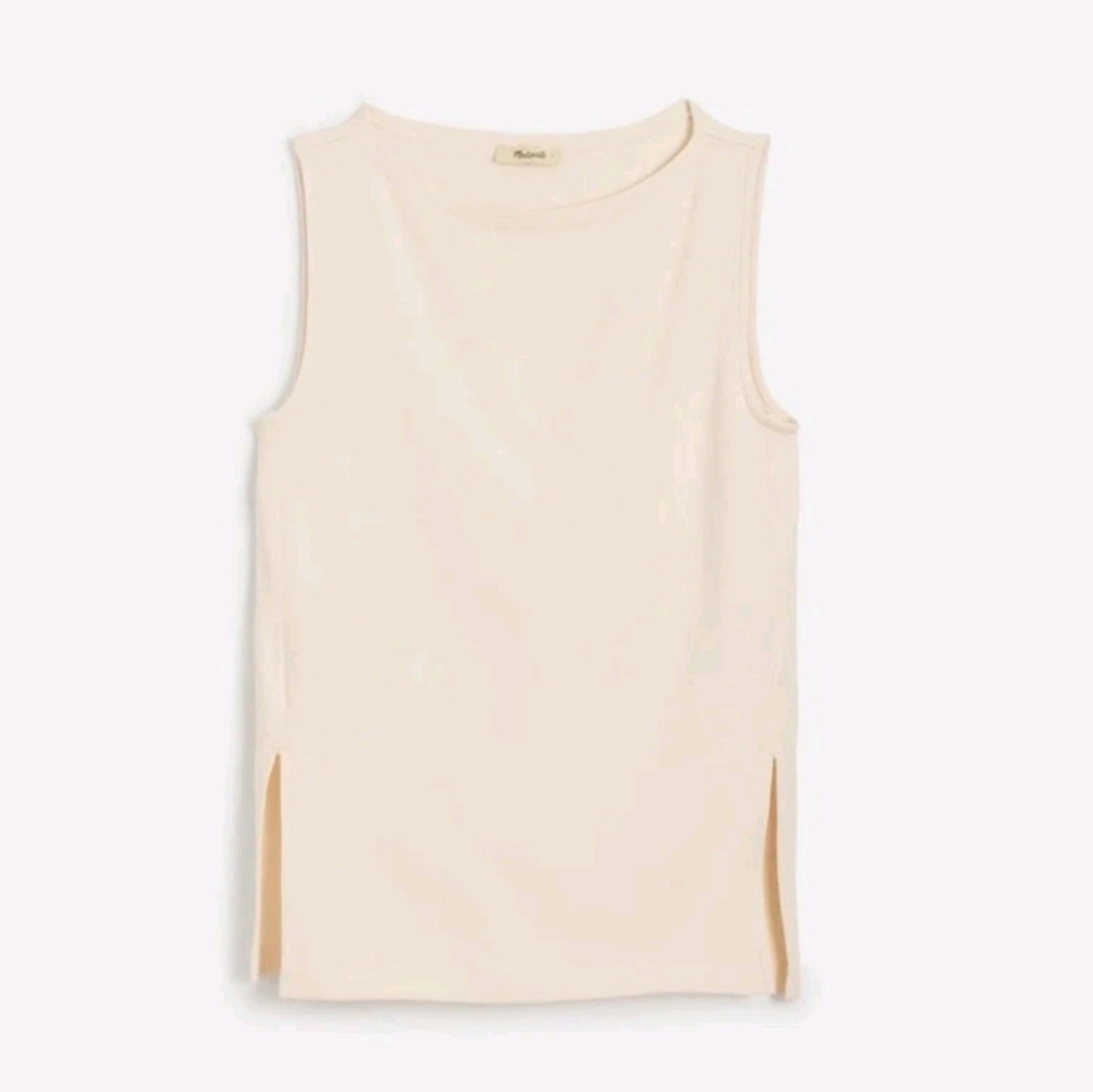 NWT Madewell Sleeveless Boatneck Side Slit Tee Size S - Picture 2 of 7
